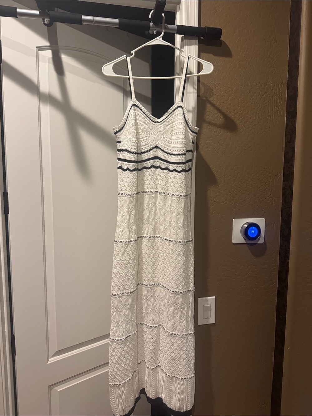 Market & Spruce White Crochet Maxi Dress with Black Trim - Picture 2 of 4